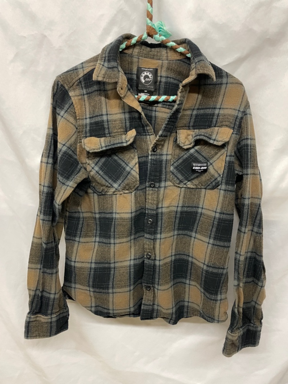 Can-Am Plaid Flannel Shirt Jacket - Tan & Black